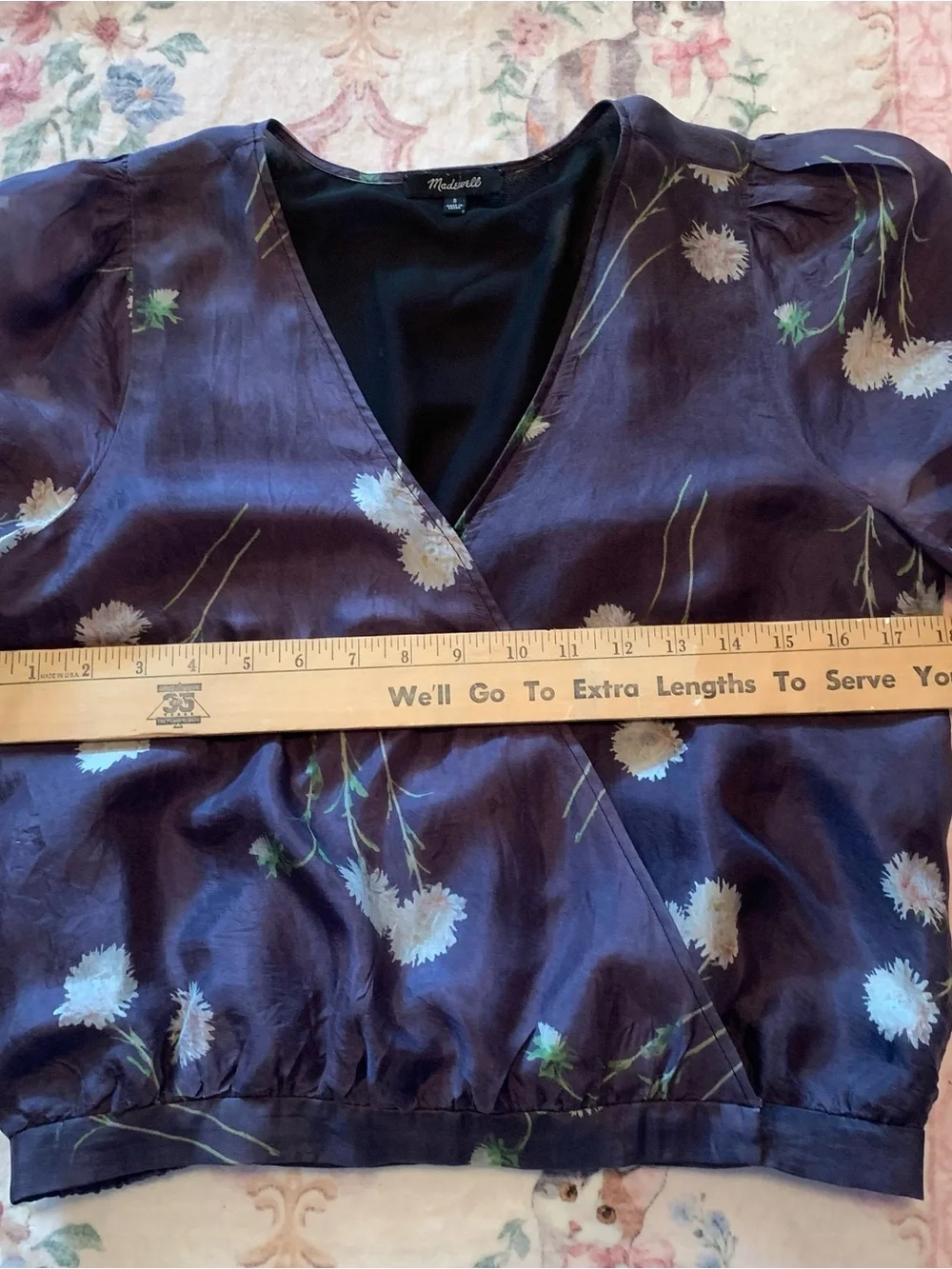 MADEWELL Women’s Silk Purple Floral Wrap Blouse